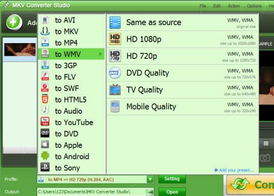 choose output format